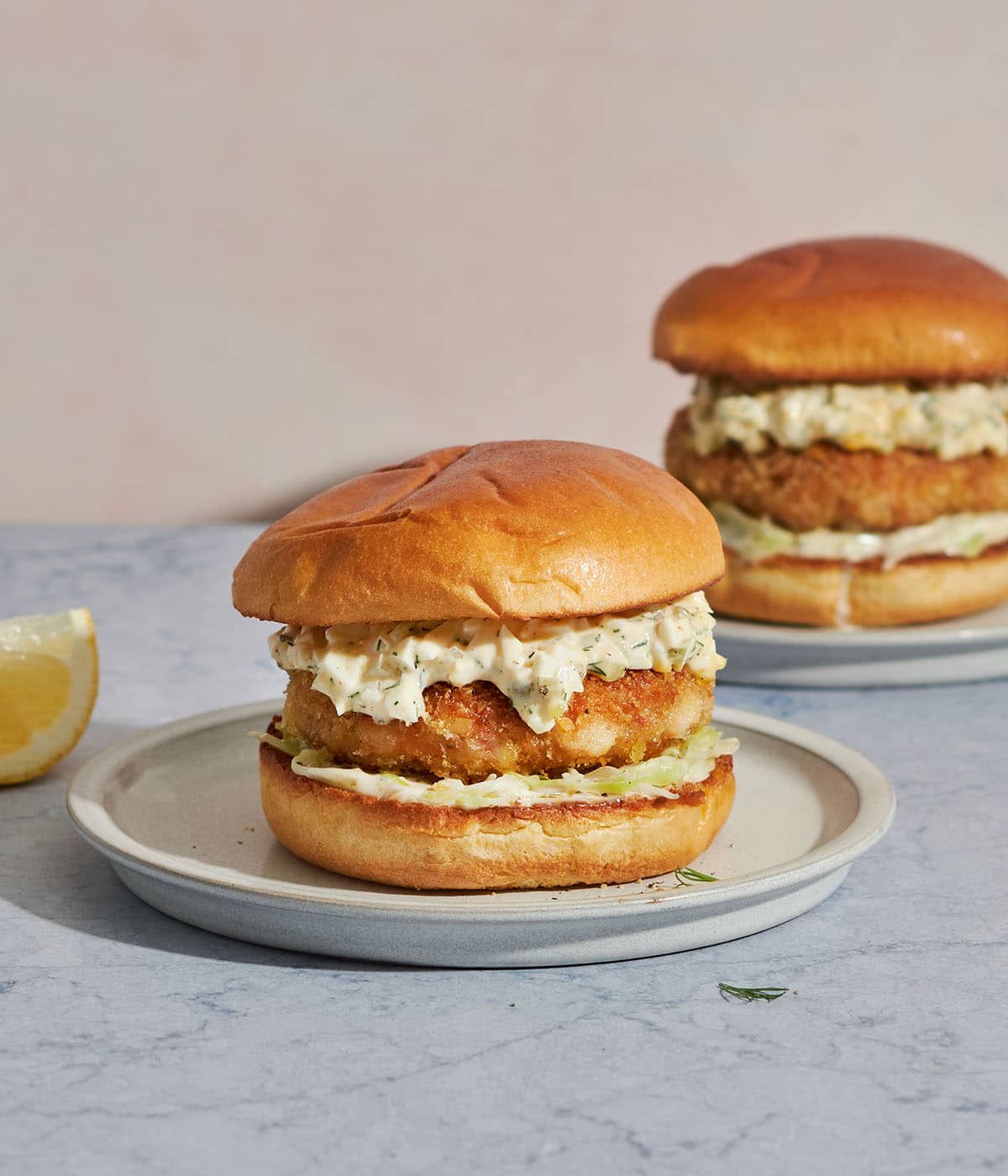 shrimp burgers with tartar sauce