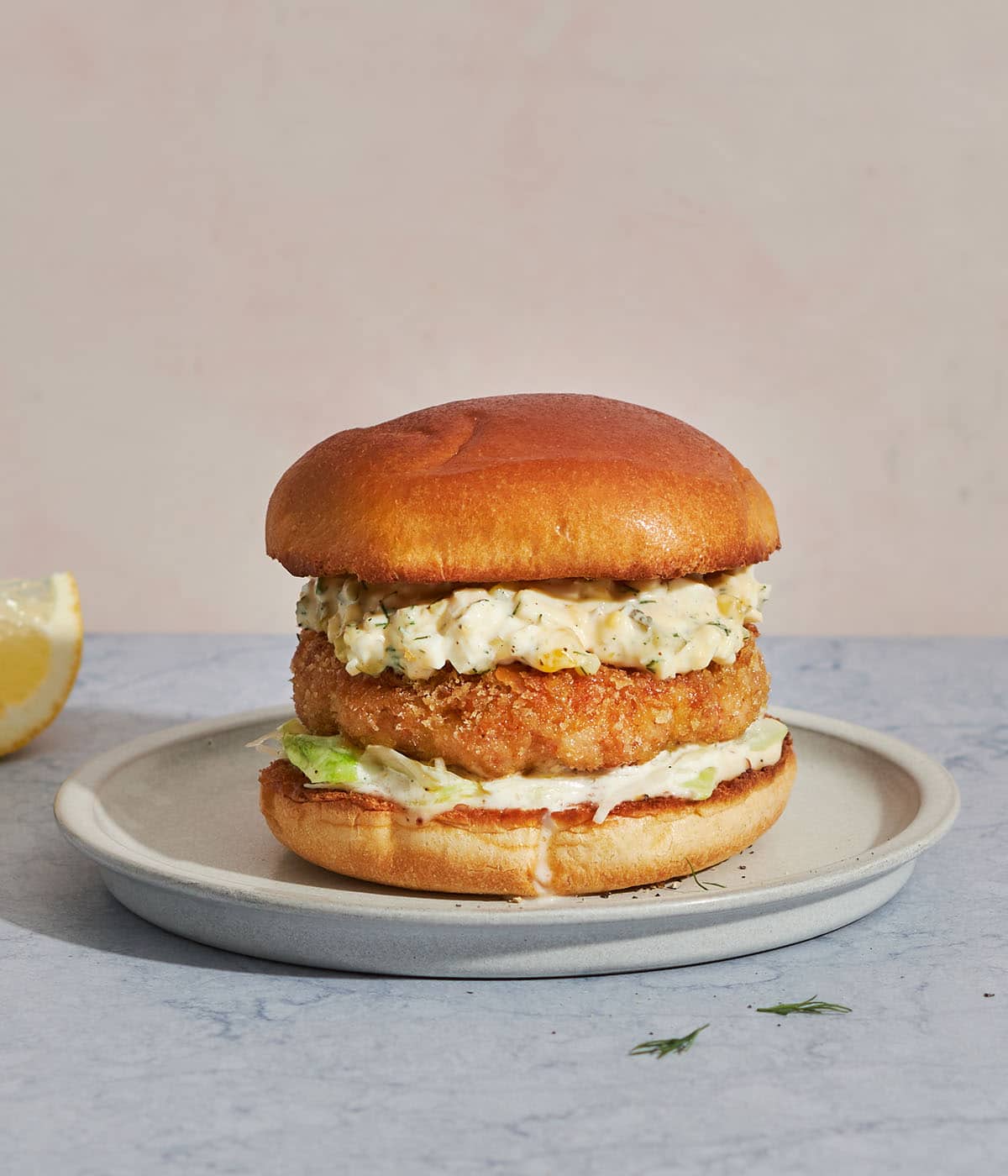 shrimp burgers with tartar sauce