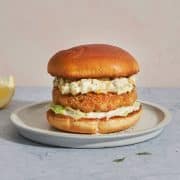 shrimp burgers with tartar sauce