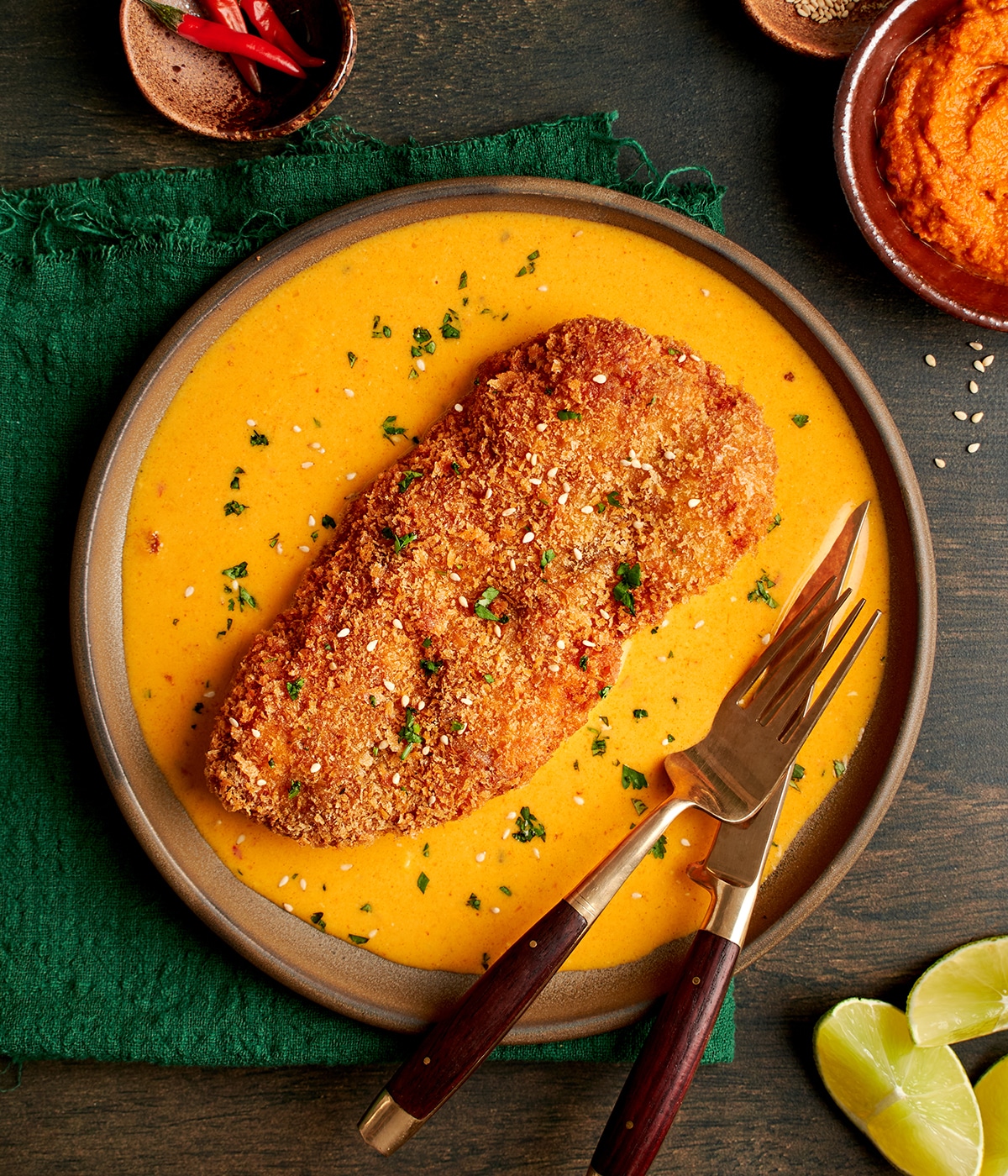 pork katsu with laksa curry