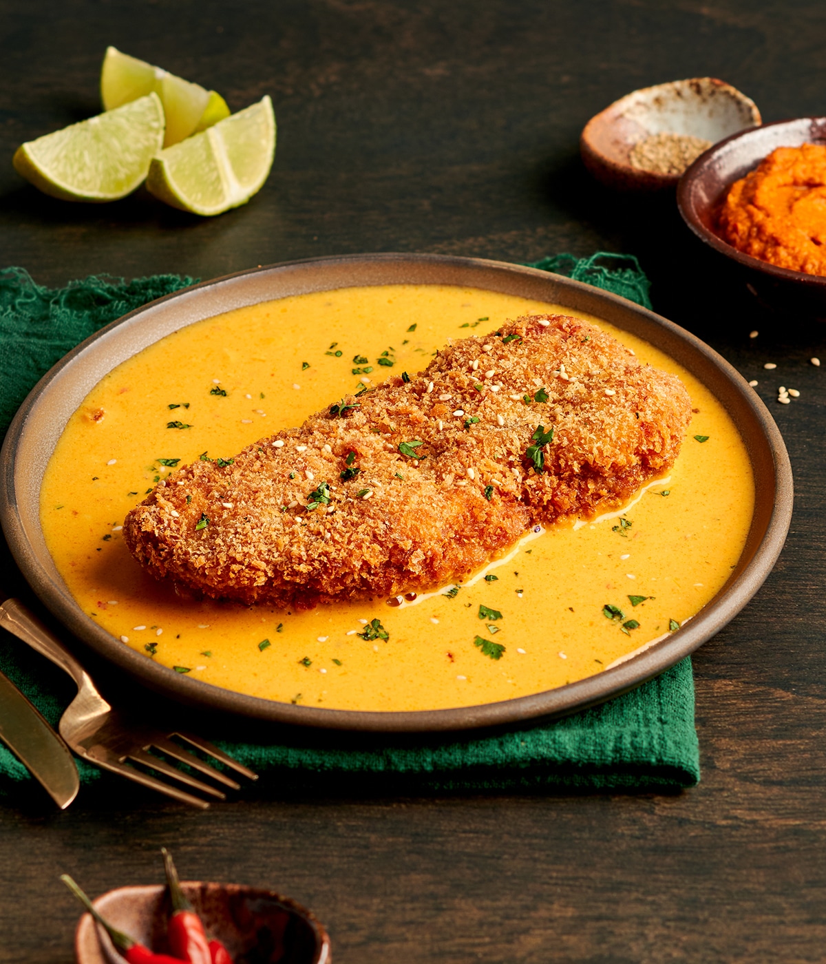 pork katsu with laksa curry