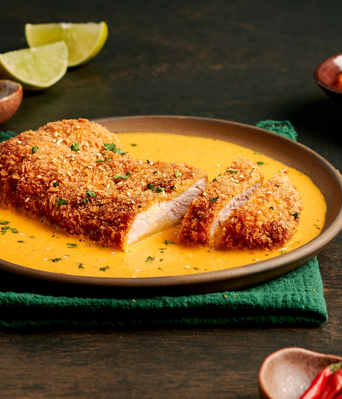 pork katsu with laksa curry