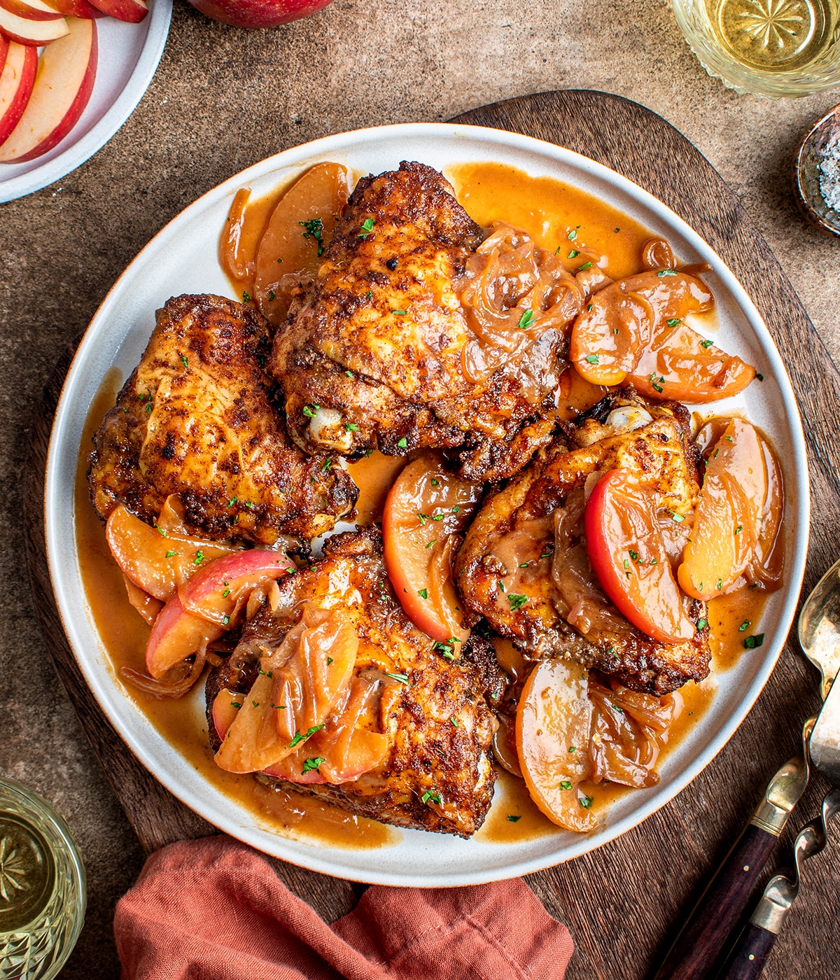 curry spiced roasted chicken with apple miso sauce