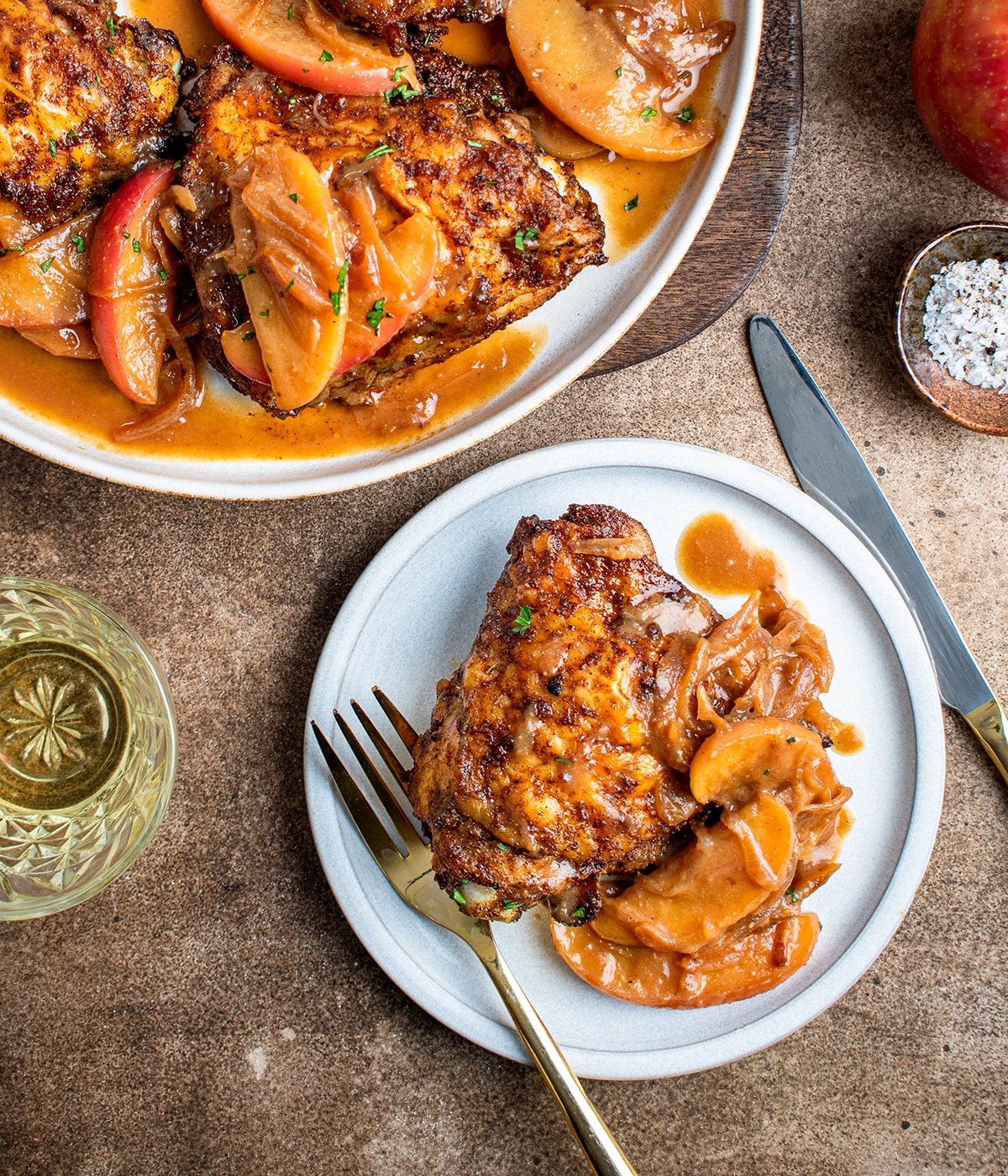 curry spiced roasted chicken with apple miso sauce