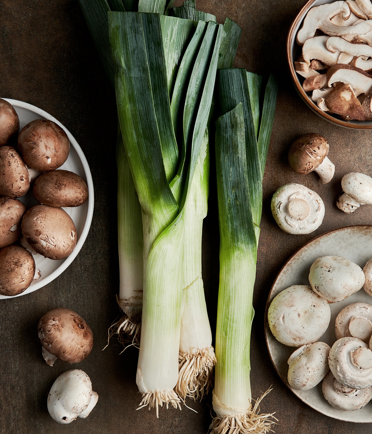 leeks and mushrooms